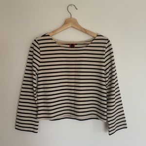 Alice & Olivia | Striped White/black Cropped Top